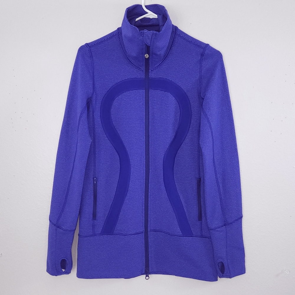 LULULEMON In Stride Jacket Size 6 Heathered Pigment Blue Stripe